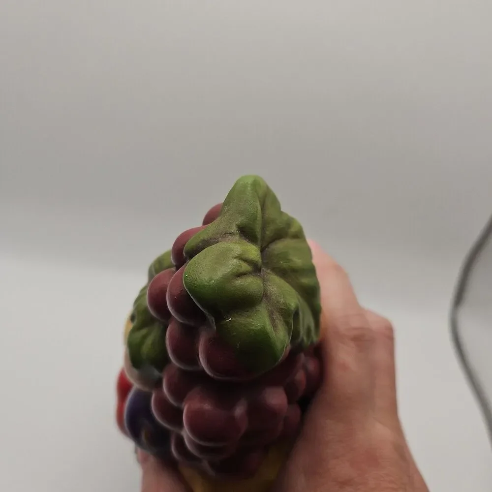 Vintage Handpainted Ceramic Bowl Of Towering Fruit Decor 8 Inch Tall